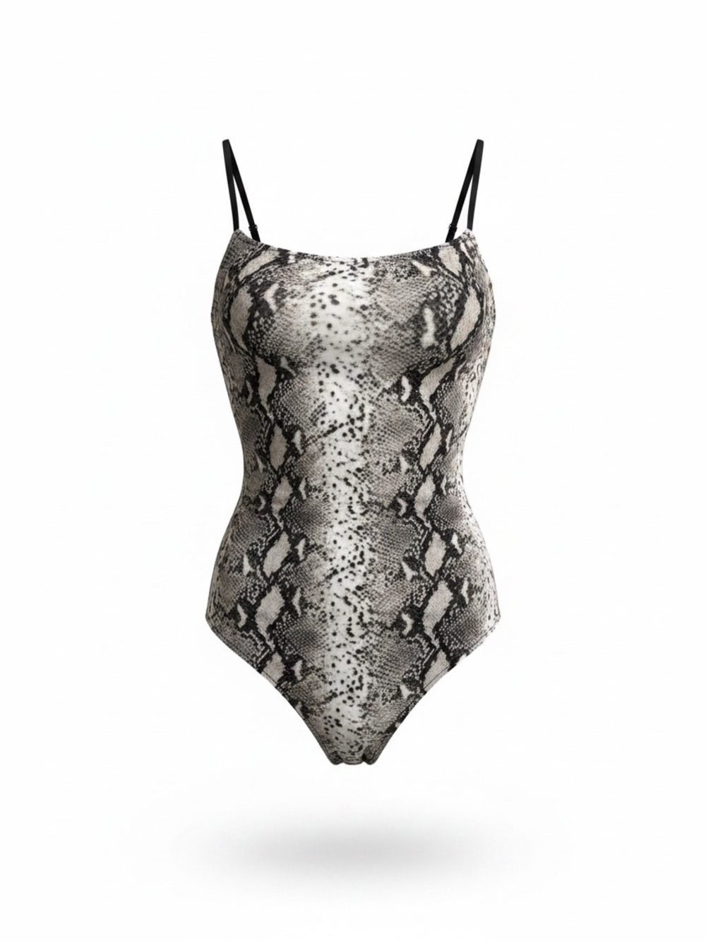 Snake-Print Bodysuit in Black and White